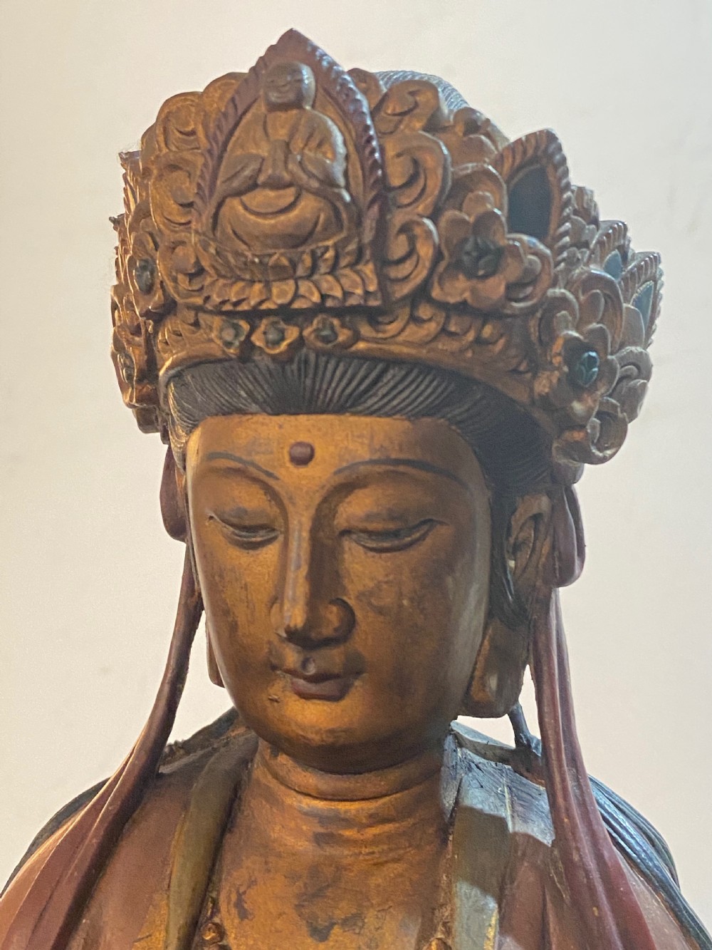 Antique Chinese Carved Wooden Figure of a Deity View XIII