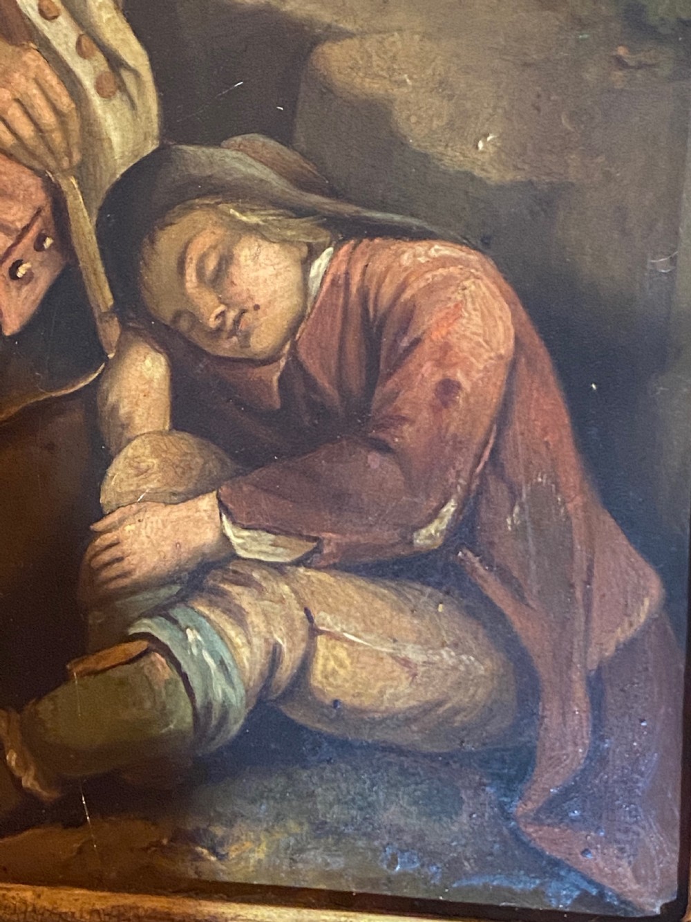 19th Century Oil of Resting Travellers View V