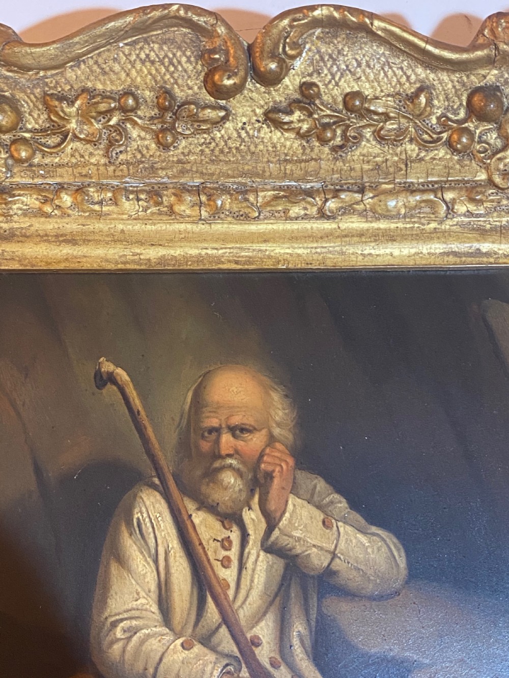 19th Century Oil of Resting Travellers View VI