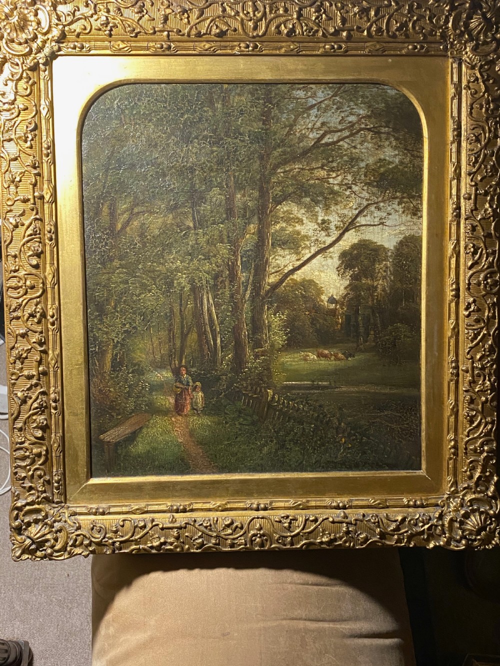 Oil on Canvas of Woodland Scene by Robert Burrows (1810-1883) View X