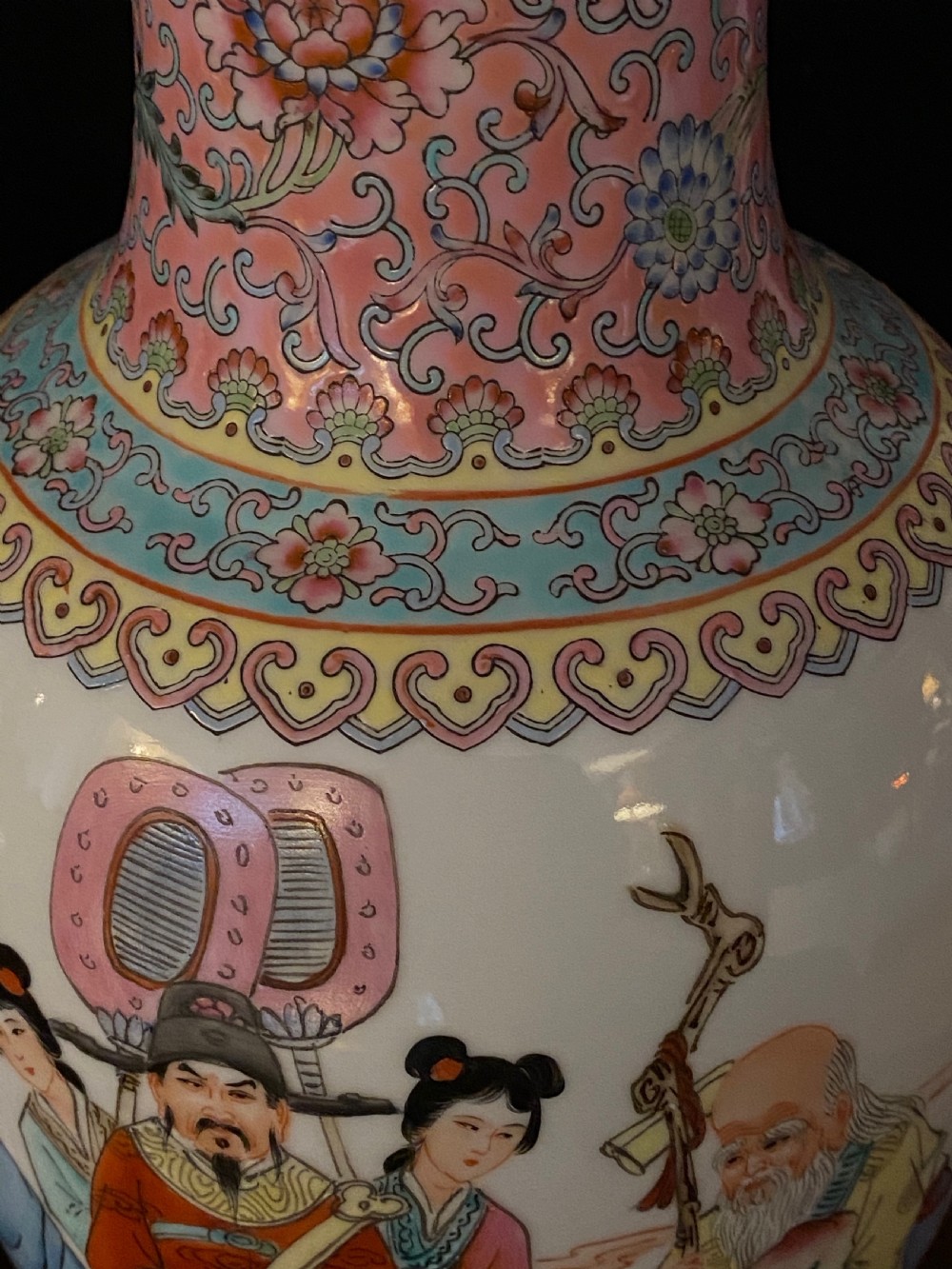 Pair of Chinese Export Famille Rose Vases View II