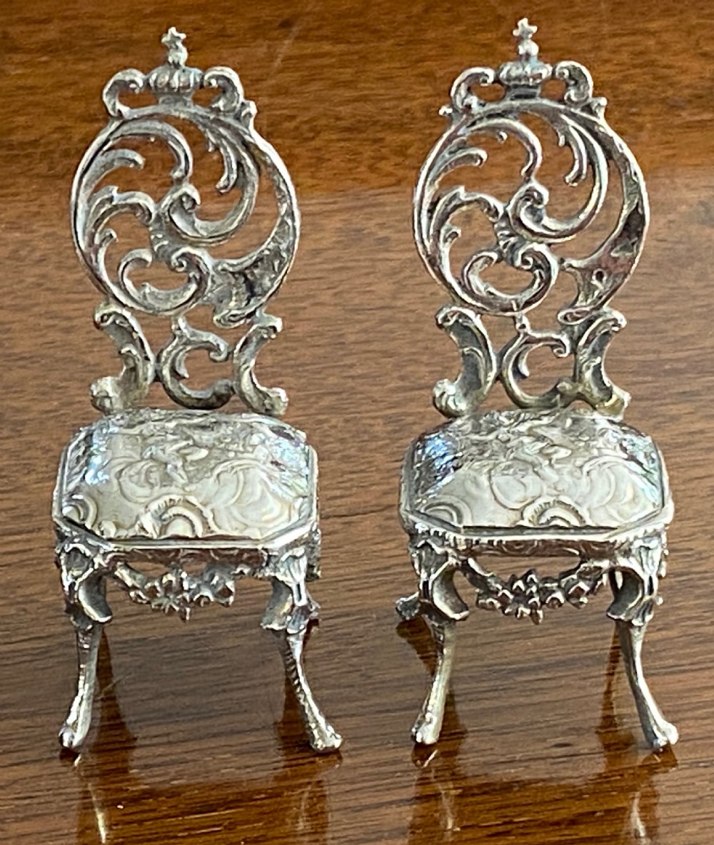 Pair of Miniature Silver Chairs