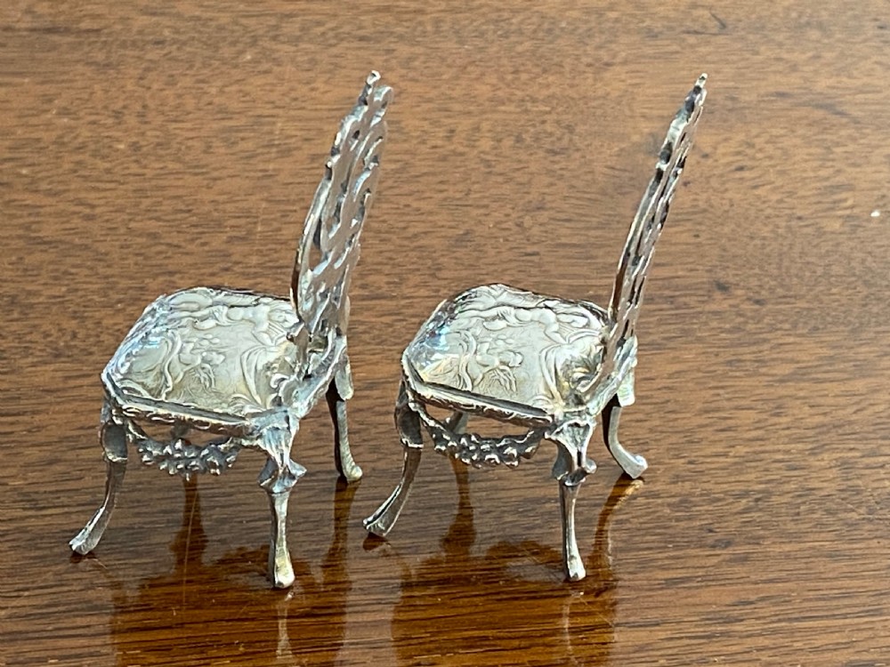 Pair of Miniature Silver Chairs View XII