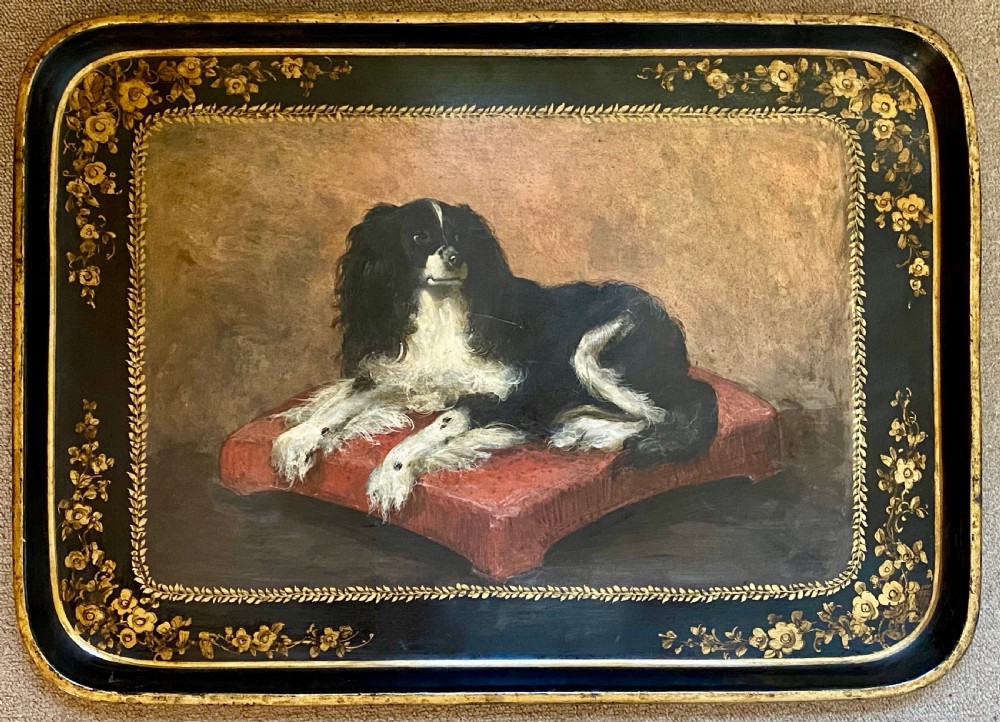 Antique Toleware Hand Painted Tray on Stand View IV