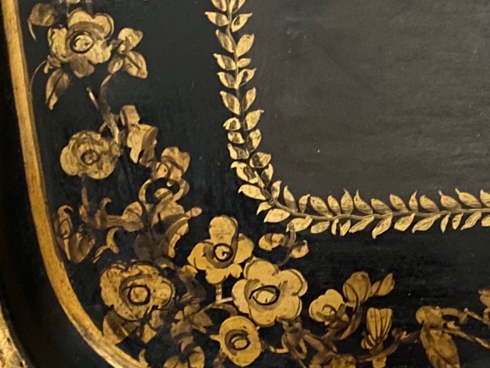 Antique Toleware Hand Painted Tray on Stand View XI