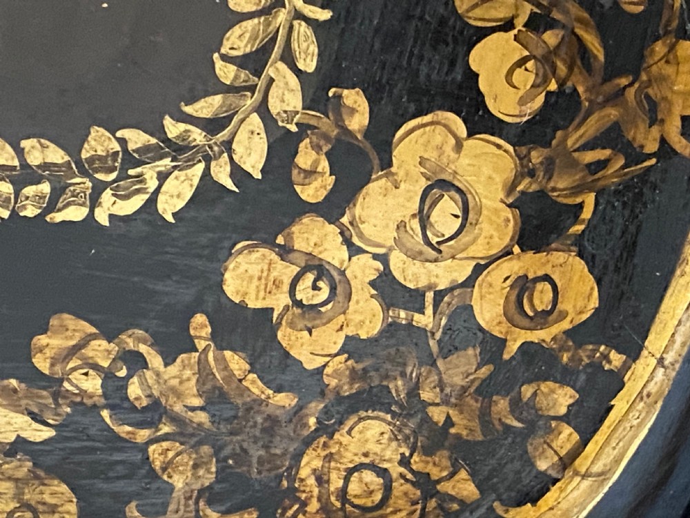 Antique Toleware Hand Painted Tray on Stand View XII