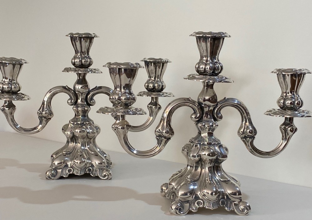 Pair of Danish Silver Candelabra