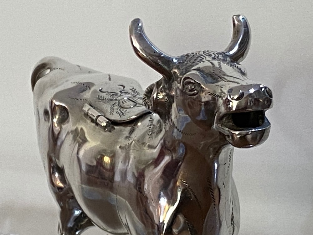 Antique Silver German Cow Creamer View IV