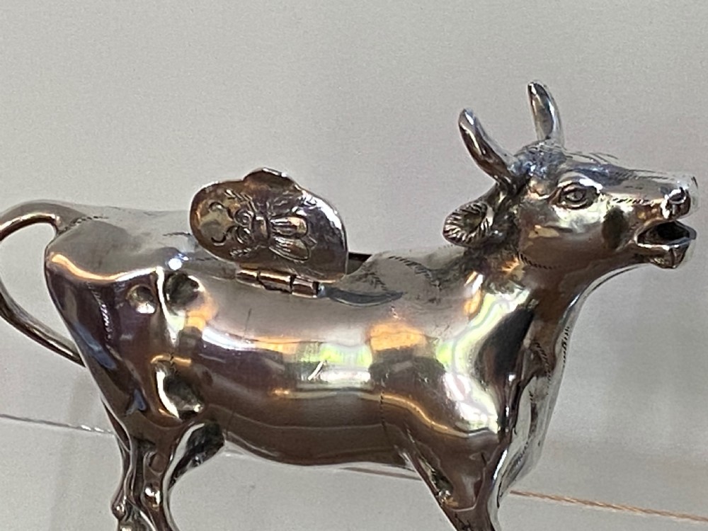 Antique Silver German Cow Creamer View V