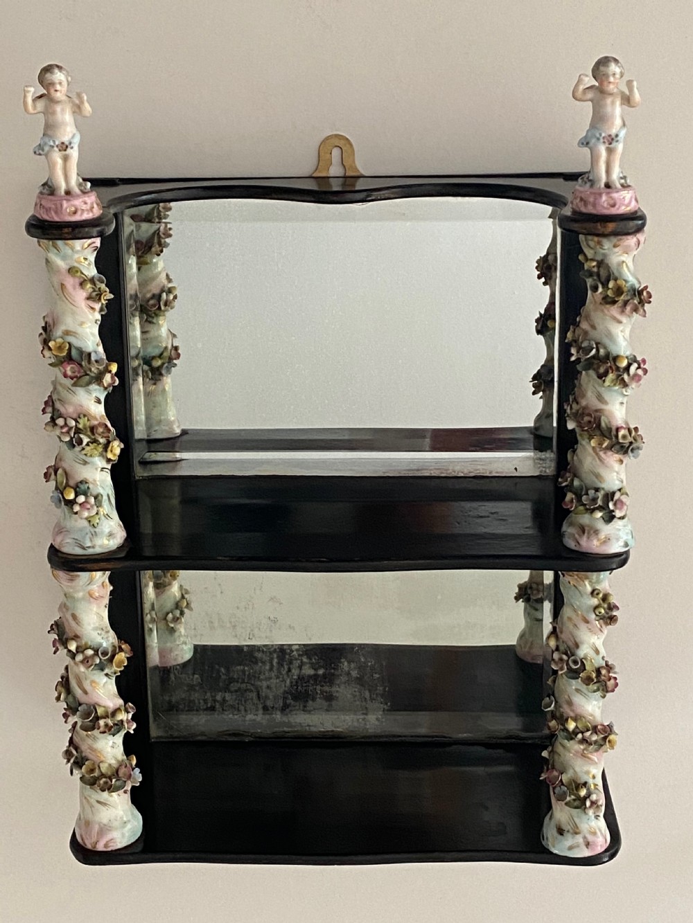 Antique Hanging Shelf with Porcelain Turned Columns View IV
