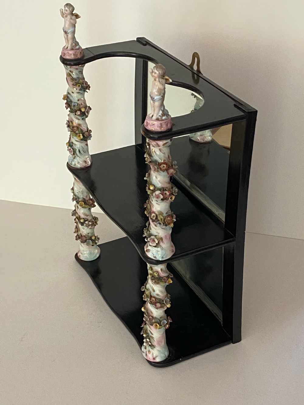 Antique Hanging Shelf with Porcelain Turned Columns View VII