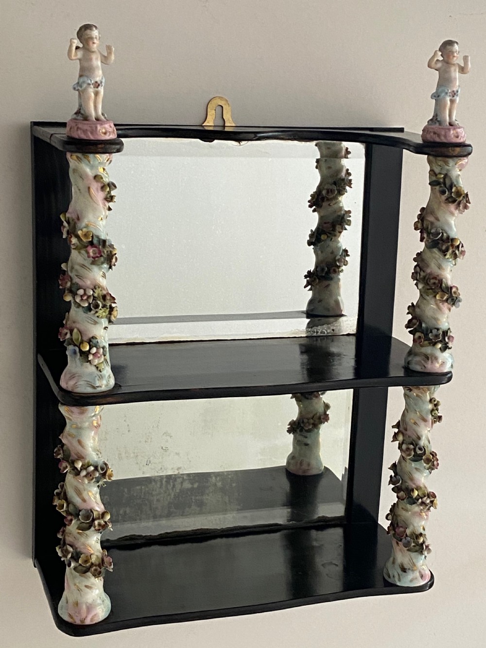 Antique Hanging Shelf with Porcelain Turned Columns View VIII