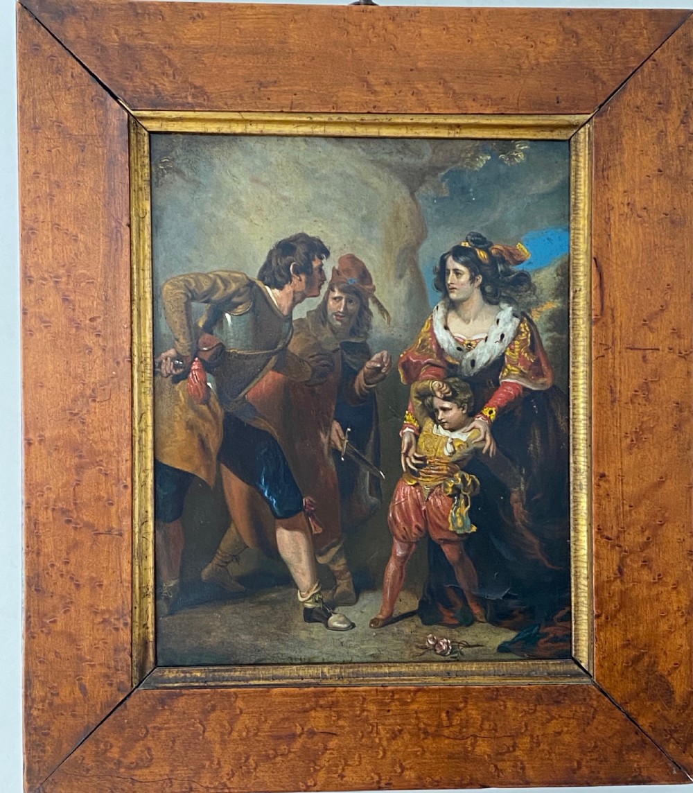 Antique Oil on Canvas of Medieval Scene
