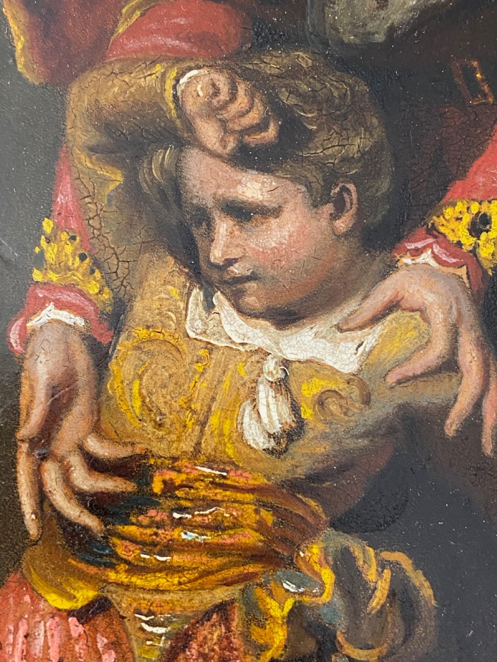 Antique Oil on Canvas of Medieval Scene View III
