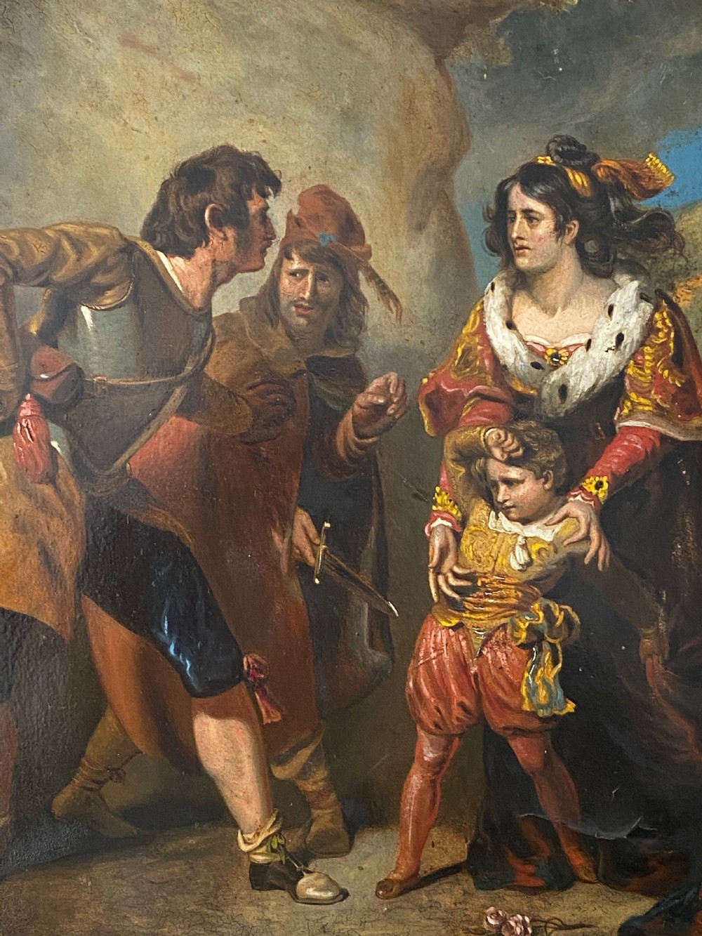 Antique Oil on Canvas of Medieval Scene View IV