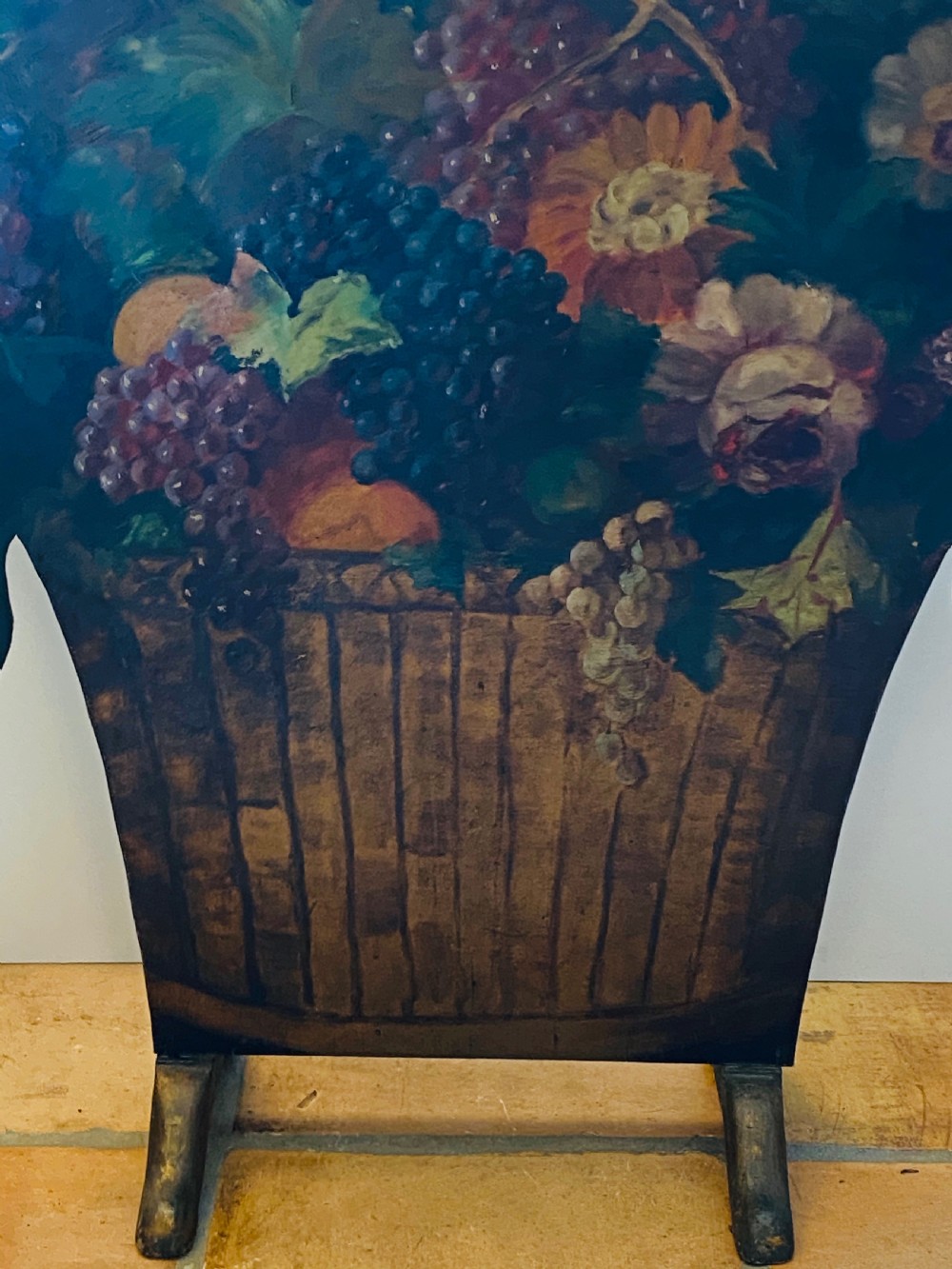 Victorian  Screen Painted with Still Life Floral Scene in Oils. View VII
