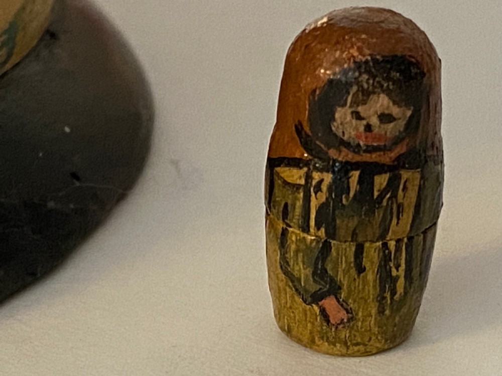 Antique set of Russian Wooden Babushka Dolls View VI