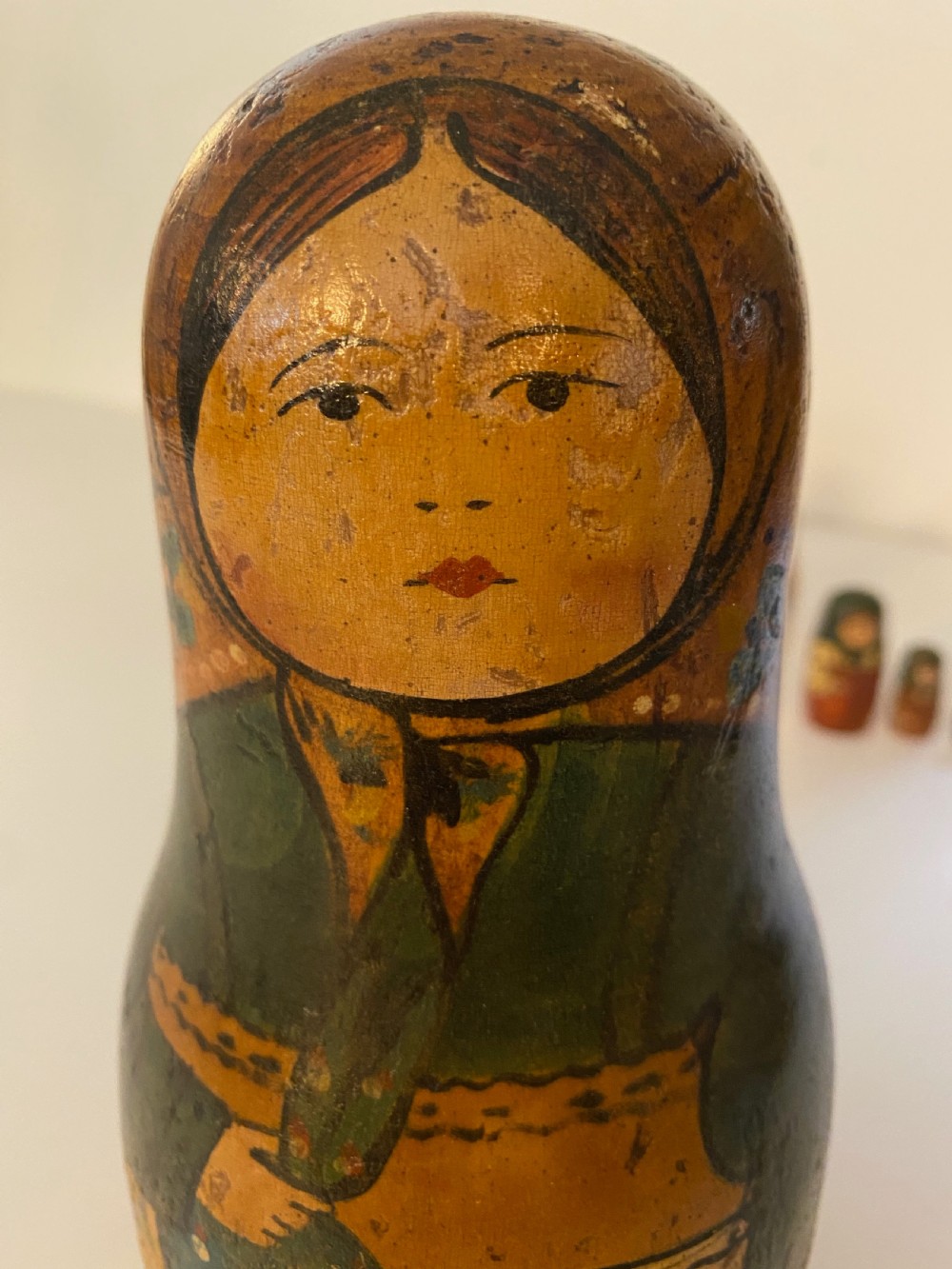 Antique set of Russian Wooden Babushka Dolls View VIII