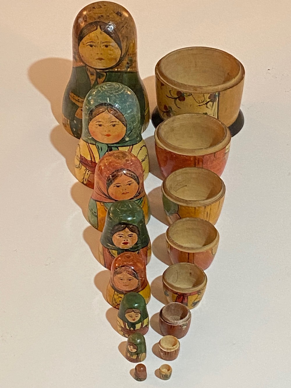 Antique set of Russian Wooden Babushka Dolls View IX