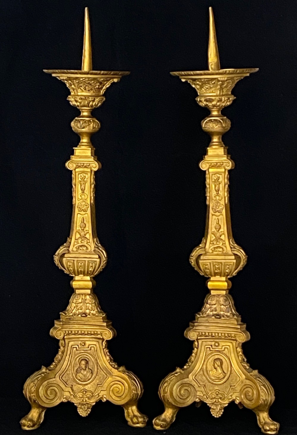 French Gilt Church Candlesticks