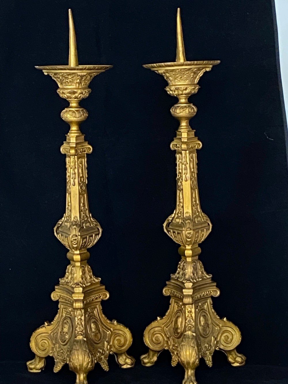 French Gilt Church Candlesticks View II