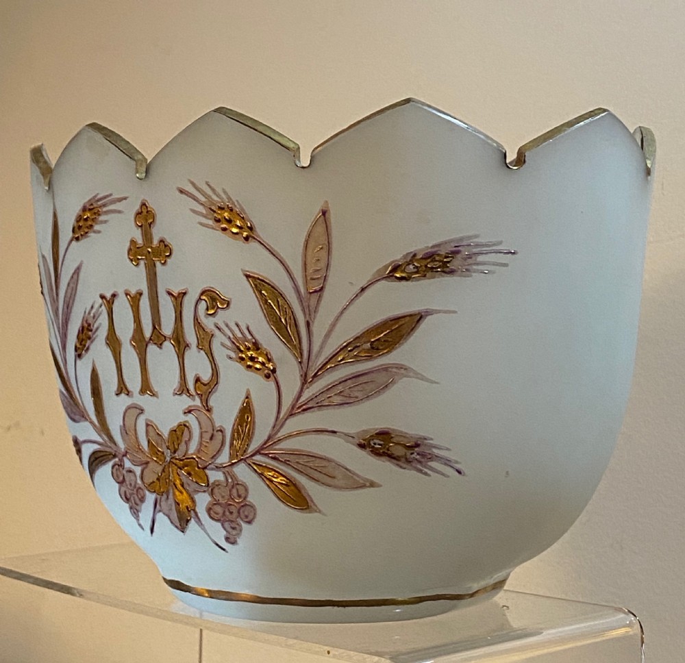 Continental Vaseline Glass Devotional Candle Vase View II