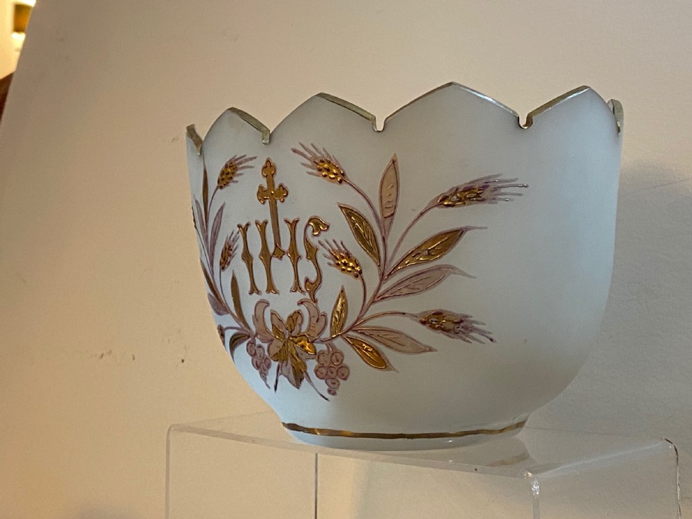 Continental Vaseline Glass Devotional Candle Vase View XII
