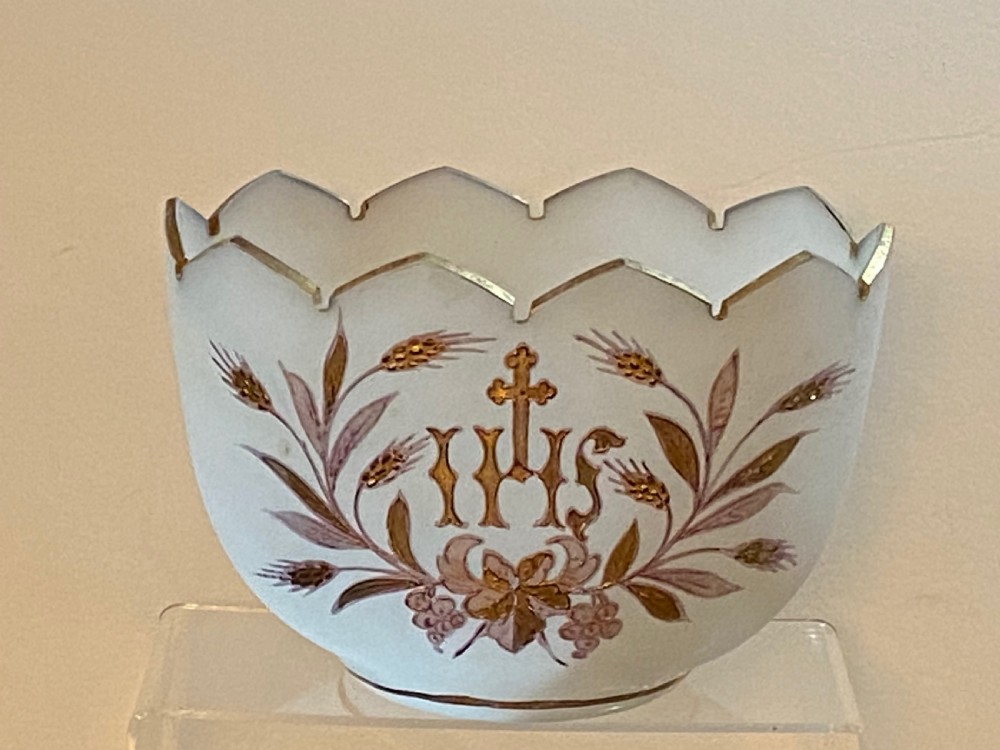 Continental Vaseline Glass Devotional Candle Vase View XIII