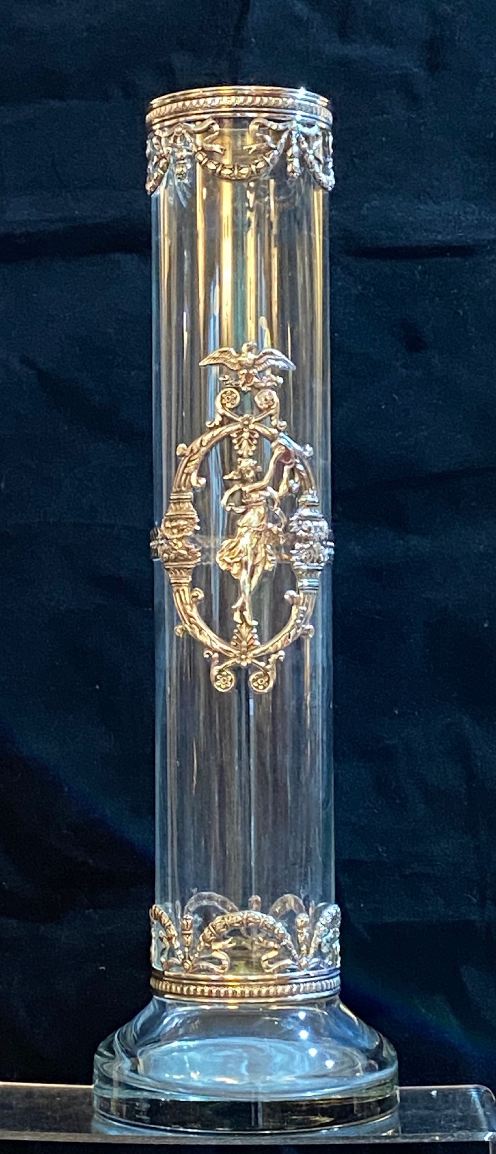 Continental Glass and Silver Plate Vase