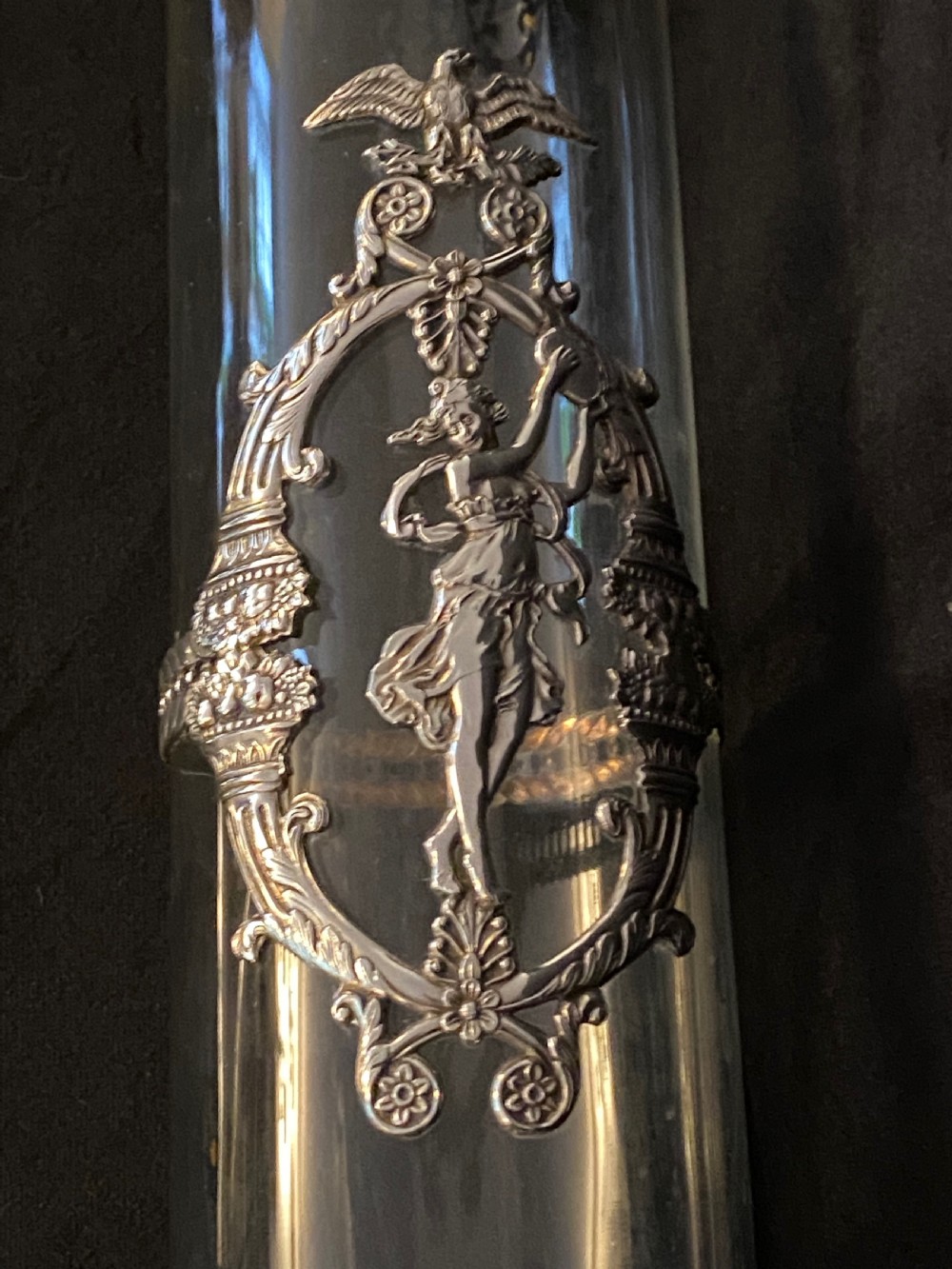 Continental Glass and Silver Plate Vase View IX