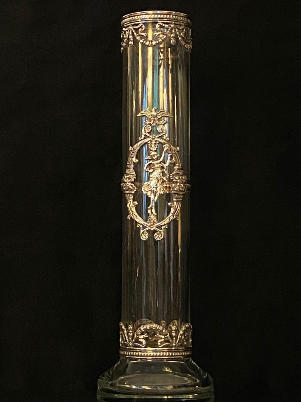 Continental Glass and Silver Plate Vase View X