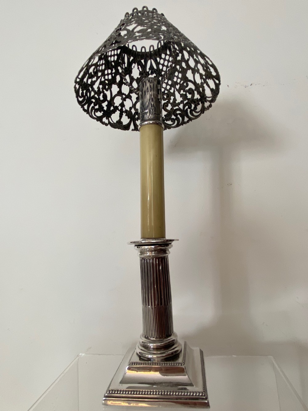 Pair of Ejector Candlesticks with Silver Shades View X