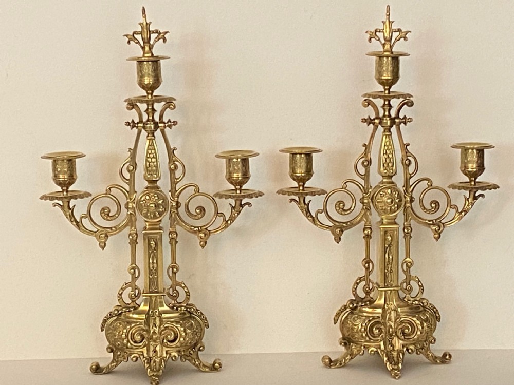 A Pair of French Gilt Candelabra