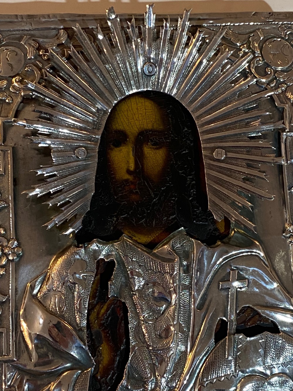 Russian Icon of Christ in Silver  View X