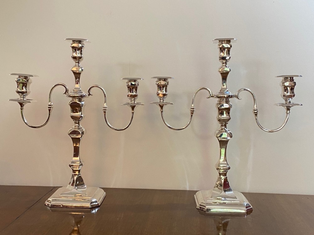  Mappin and Webb Pair of Silver Candelabra 