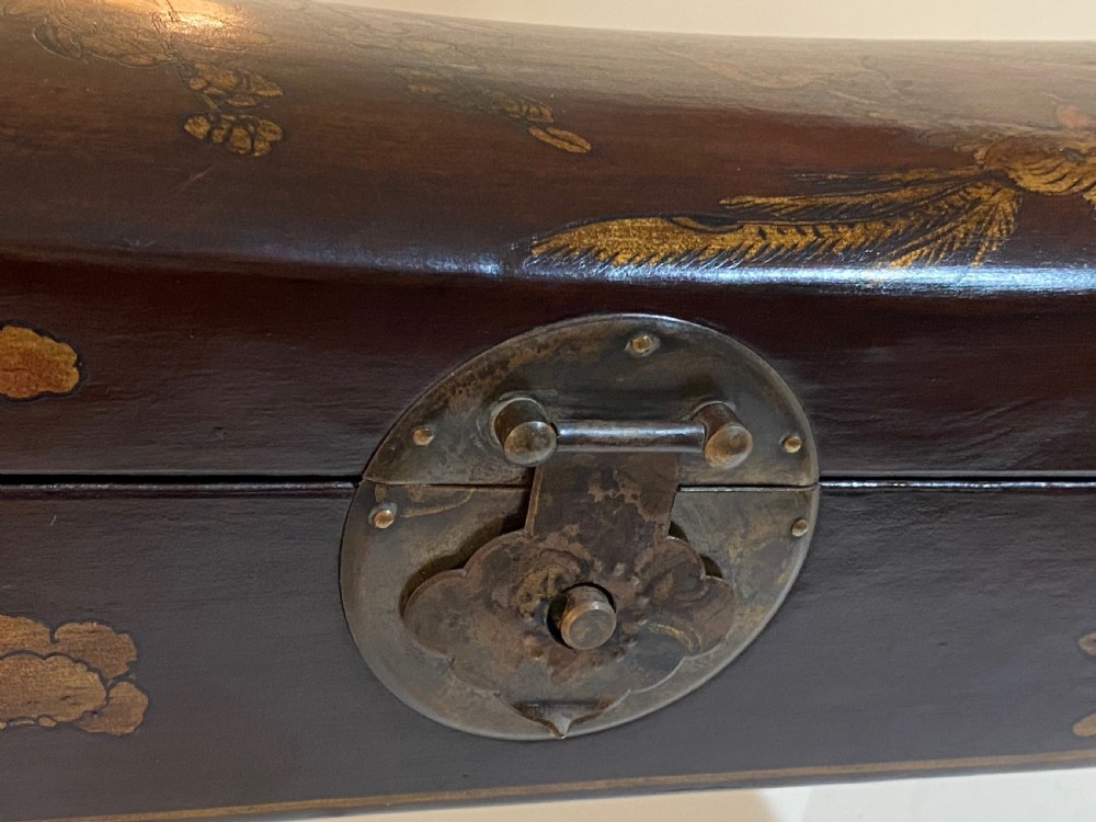 Meiji Period Japanese Leather Pillow Box View II