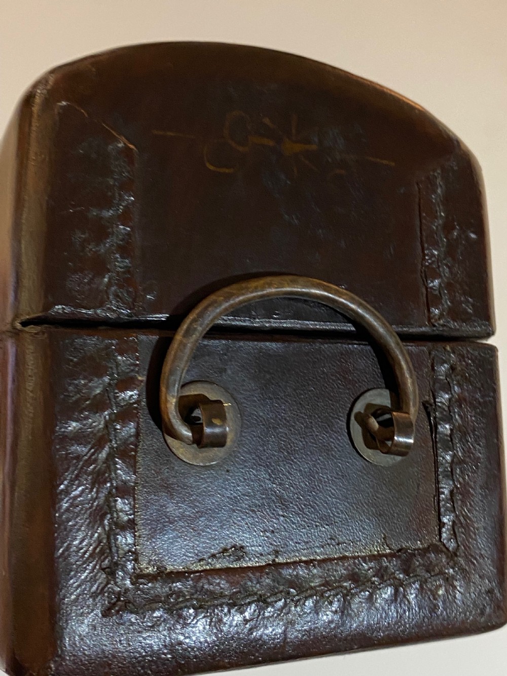 Meiji Period Japanese Leather Pillow Box View VIII