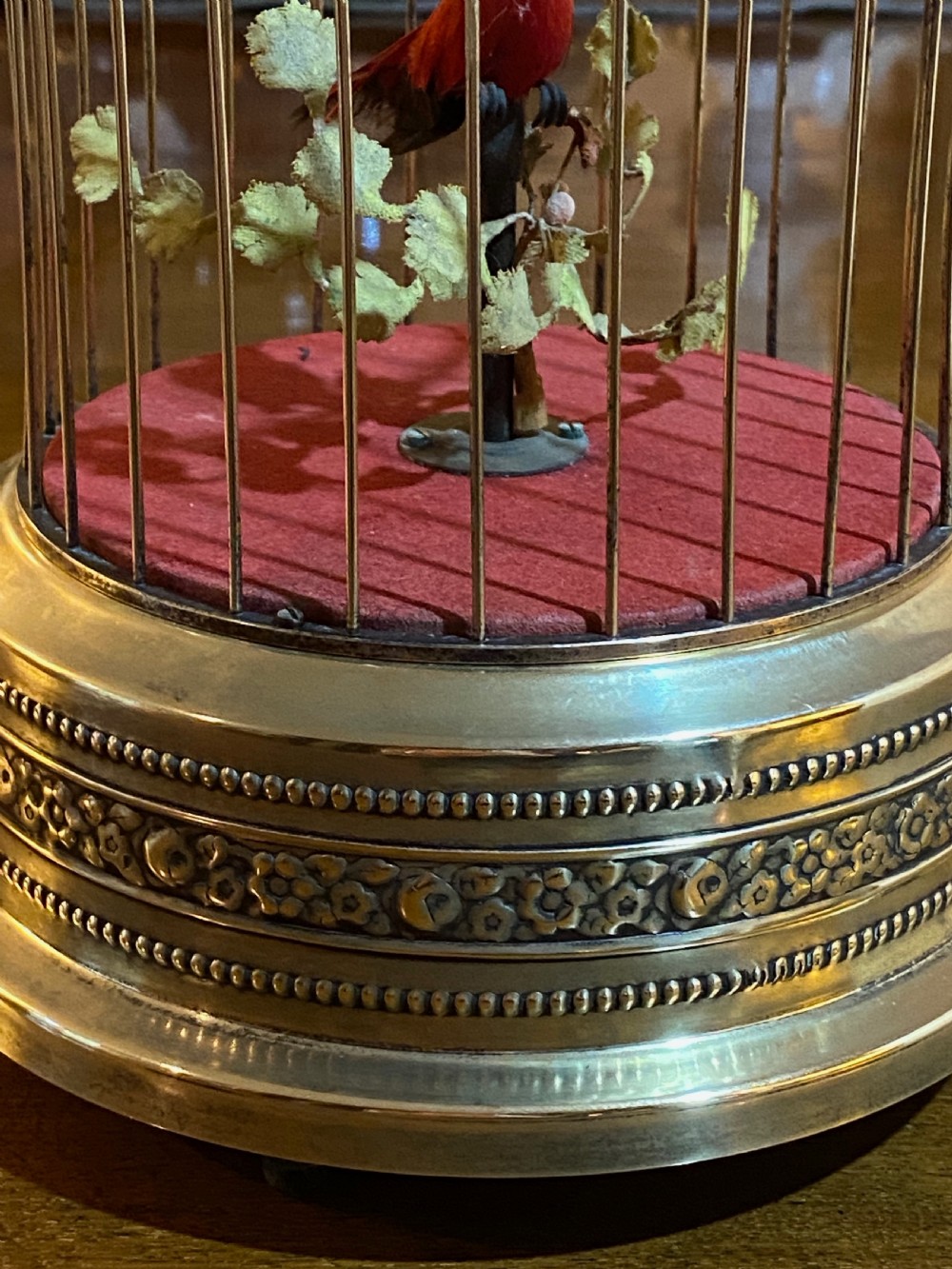 French Singing Bird Automaton in a Brass Cage View VII