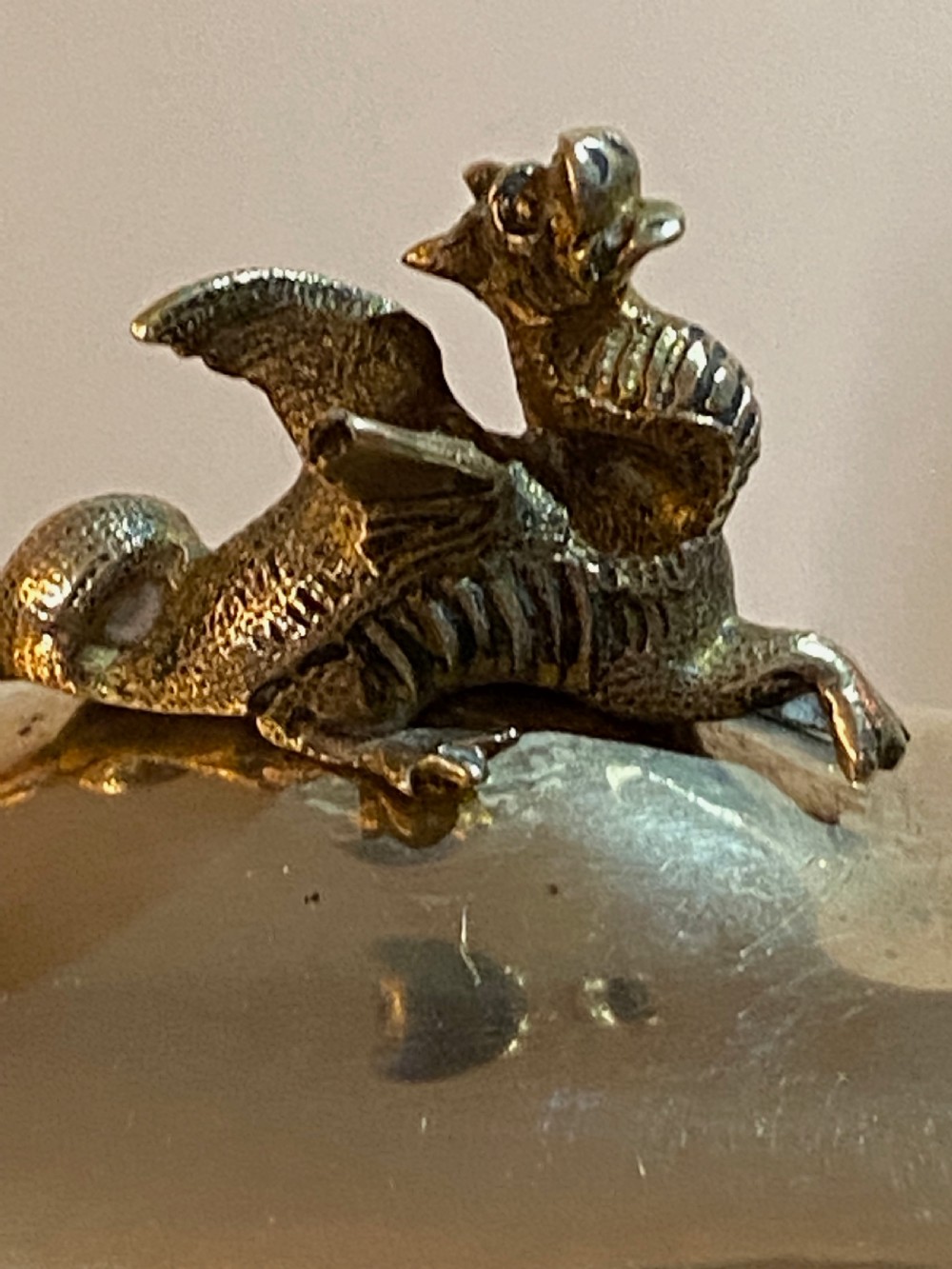 French 19th Century Gilt Metal inkwell View V