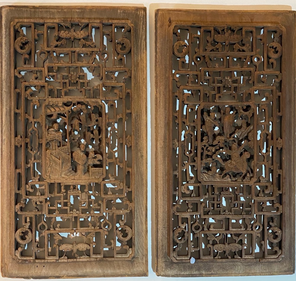 Chinese Carved Softwood Panels 19th Century