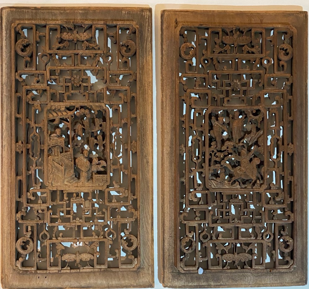 Chinese Carved Softwood Panels 19th Century View II