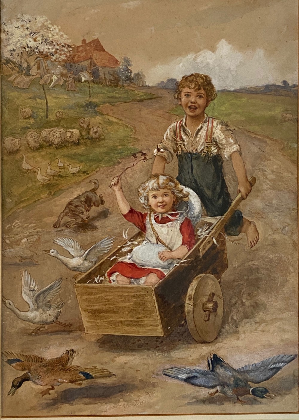 19th Century Watercolour of Children Playing View IV