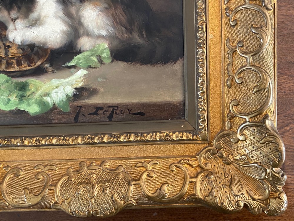Oil on Canvas depicting a group of Kittens  View II