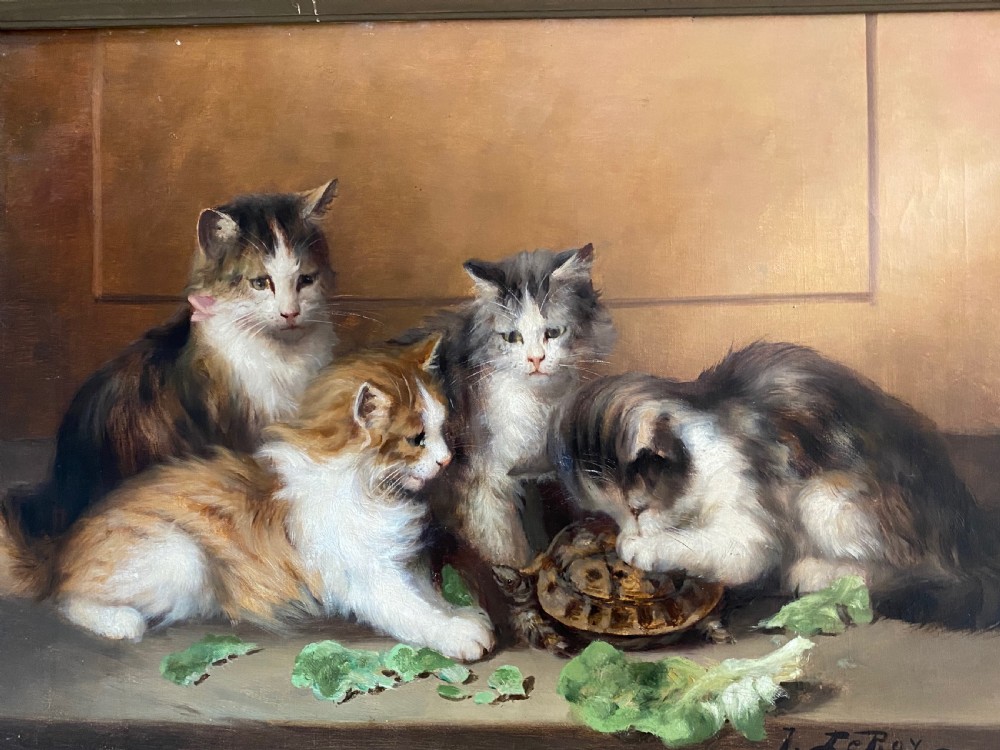 Oil on Canvas depicting a group of Kittens  View IV