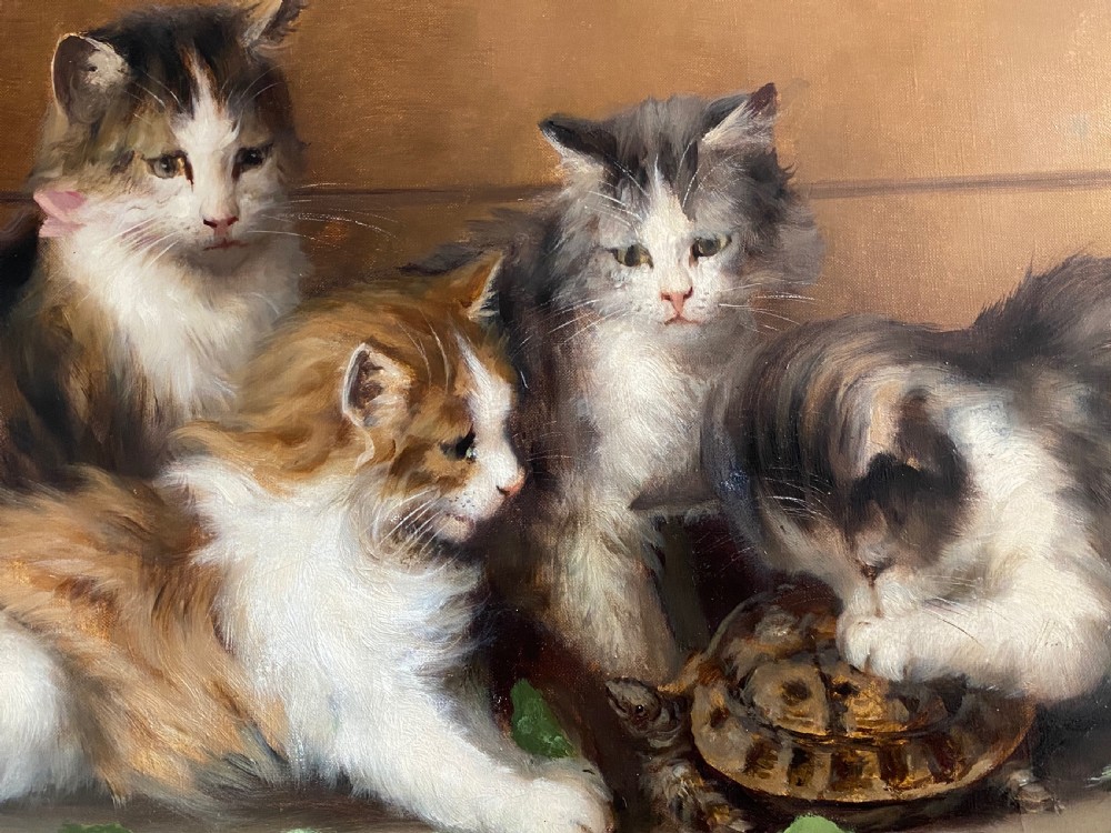 Oil on Canvas depicting a group of Kittens  View V