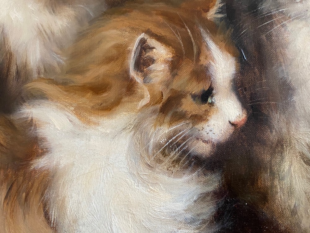 Oil on Canvas depicting a group of Kittens  View VI