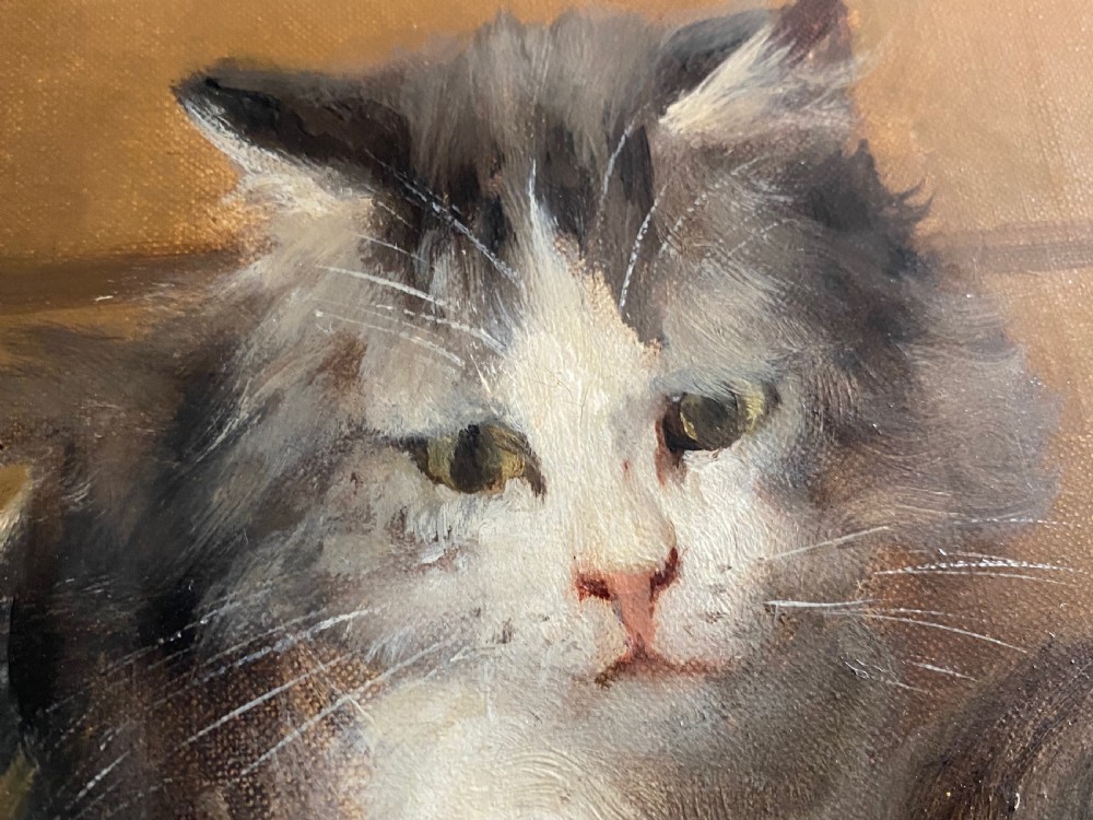 Oil on Canvas depicting a group of Kittens  View VII
