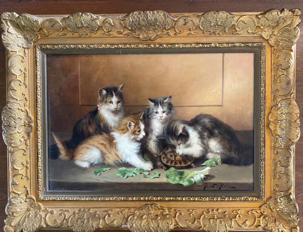 Oil on Canvas depicting a group of Kittens  View XII