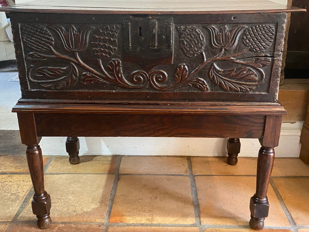 Jacobean Oak Box on Later Stand