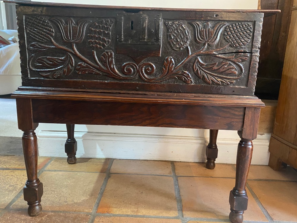 Jacobean Oak Box on Later Stand View II